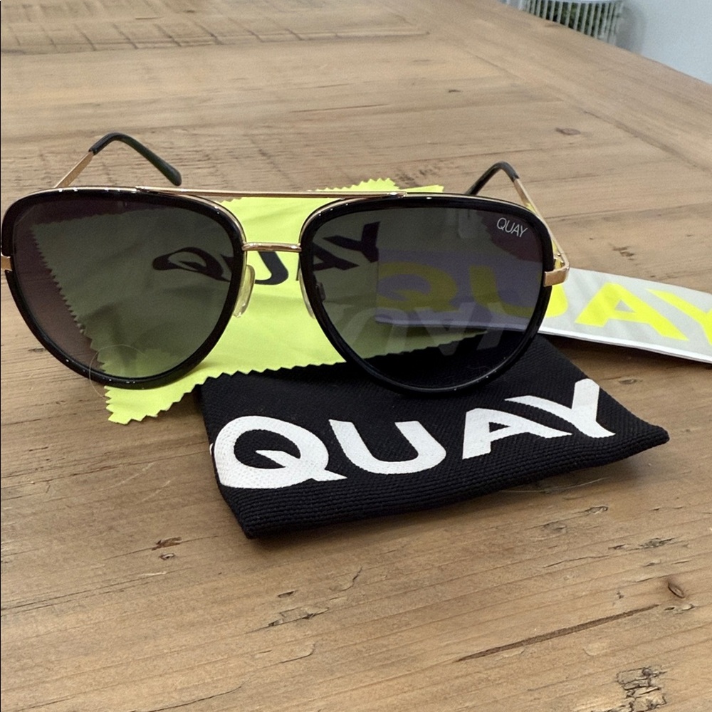 Quay Australia Black and Gold Sunglasses